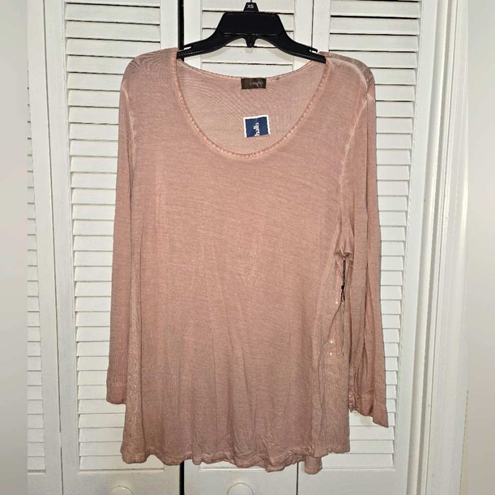 crosby Women's L-XL Sequined Distressed Shirt NEW